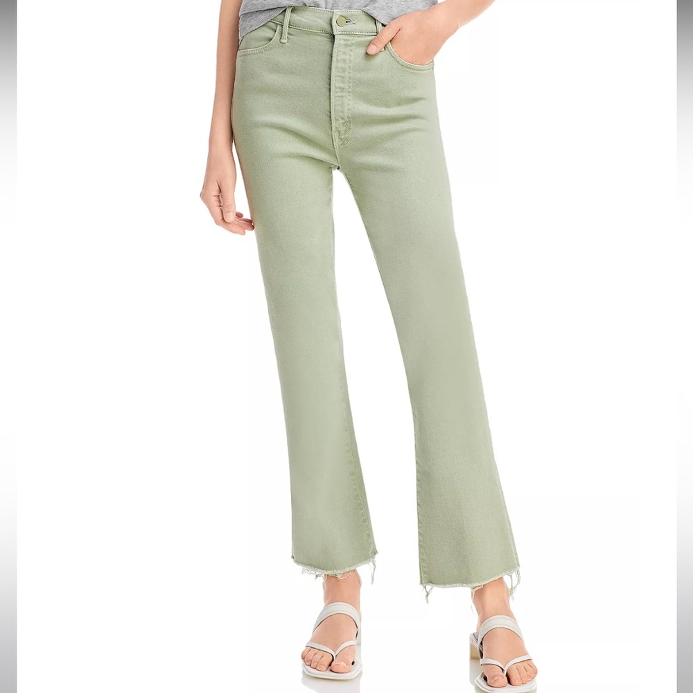 MOTHER High Rise Frayed Flare Leg Ankle Jeans